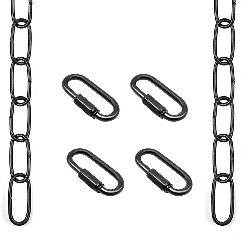 ECUDIS 6 Feet Pendant Light Fixture Chain, Lighting Hanging Chain Extension with Connection Locks, Lighting Chain Replacement for Chandelier, Plants, Fruit Basket (Black) - Image 1